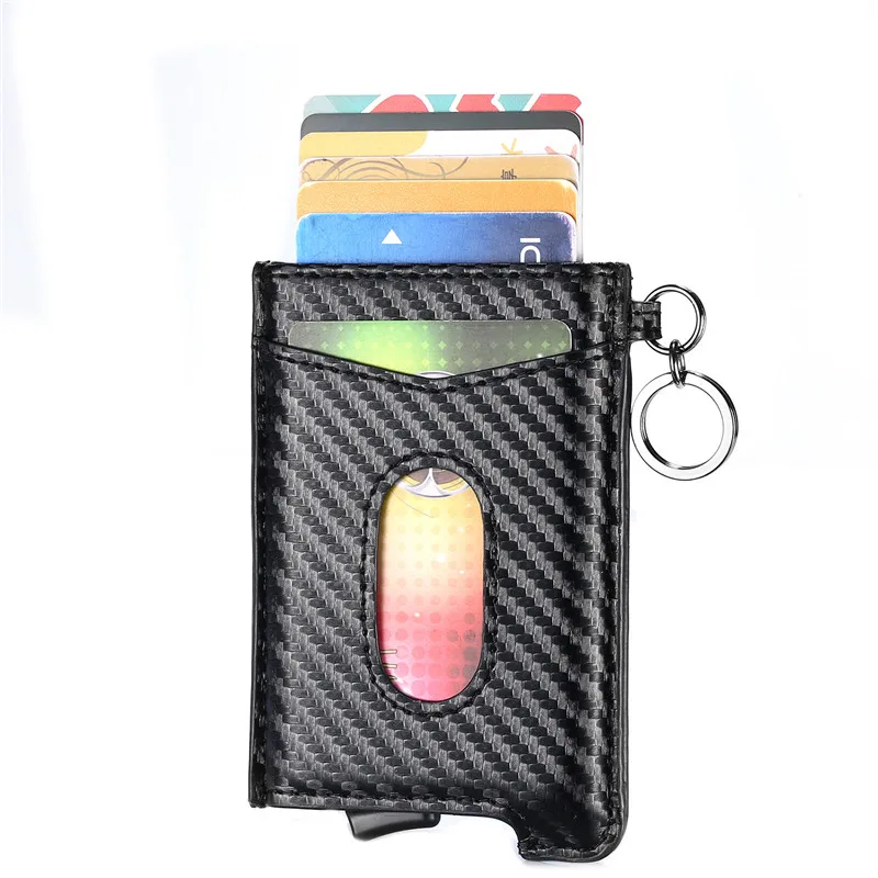 Bisi Goro RFID Блокировка кредитный держатель для карт Anit-theft кошелек карта для мужчин и женщин автоматический всплывающий Чехол для карт кожаный держатель для ID