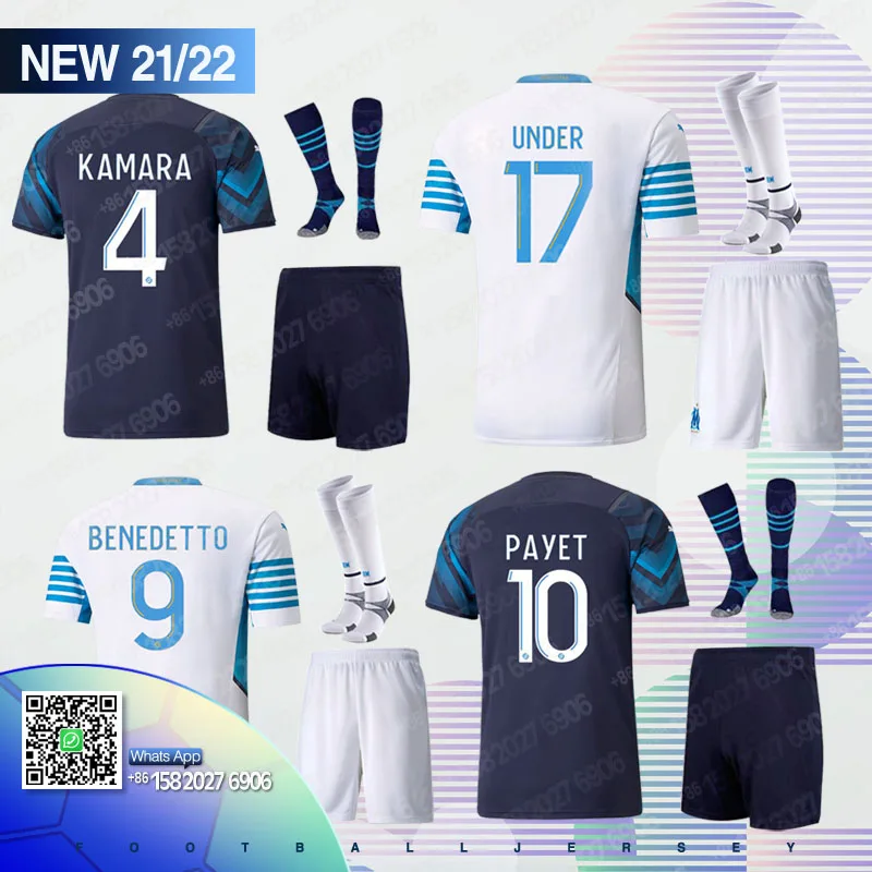 

Men + kids kits 2021 2022 Olympique De Marseille jerseys THAUVIN PAYET maillot De foot BENEDETTO KAMARA OM football shirts
