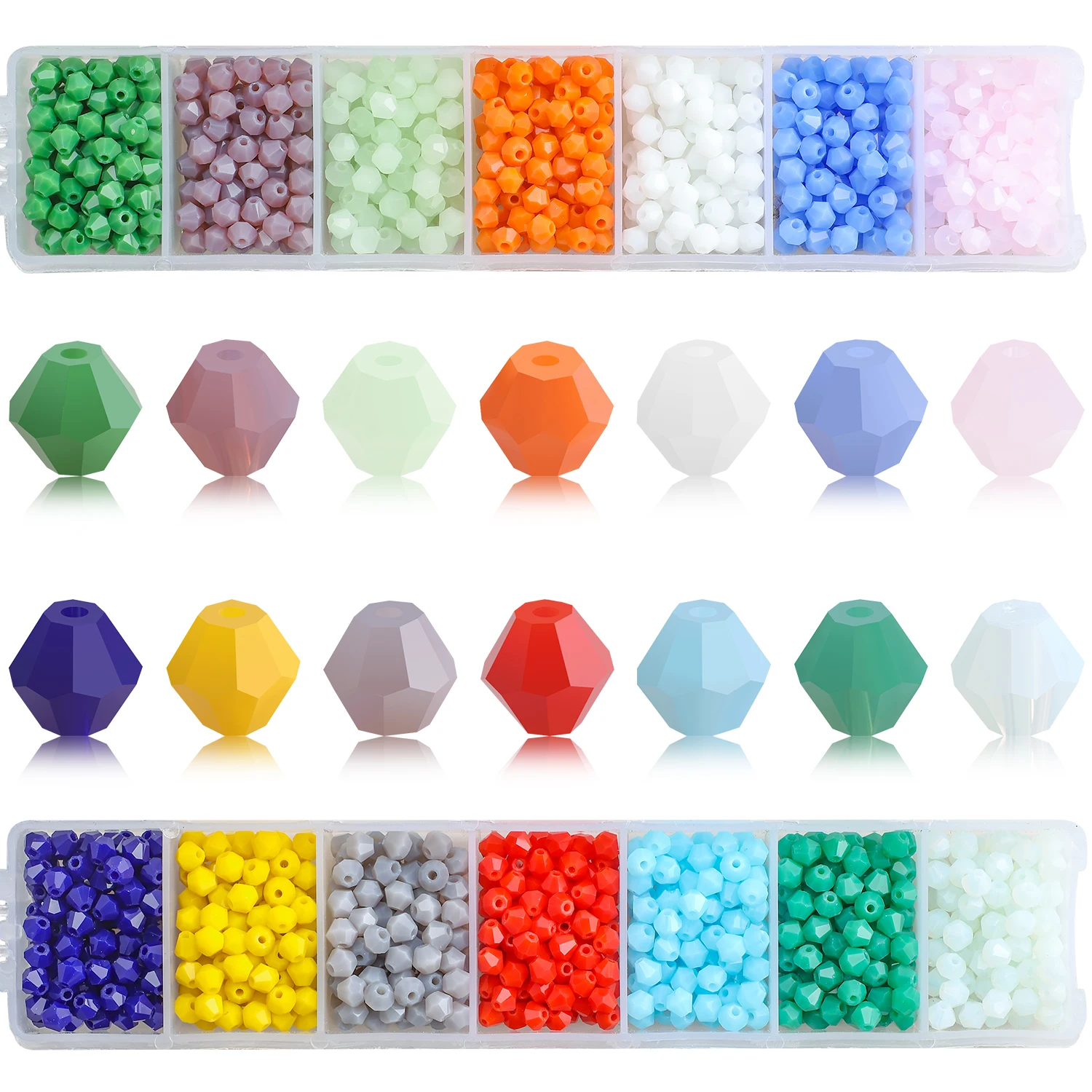 

1400Pcs/Box Colorful 4mm Czech Glass Bicone Beads Jewelry Making Supplies Charms Crystal Spacer Beads For Needlework Accessories