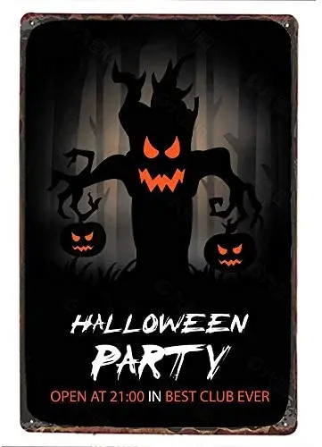 

Halloween Tin Sign - Halloween Poster Series - Vintage Holiday Postcard - Wall Memorial Decoration Metal Tin Sign 11.8 x 7.8