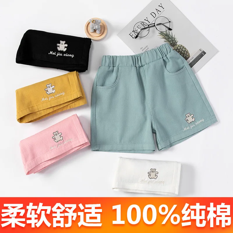 Джинсовые шорты с вышивкой для девочек летние детские свободные Популярные