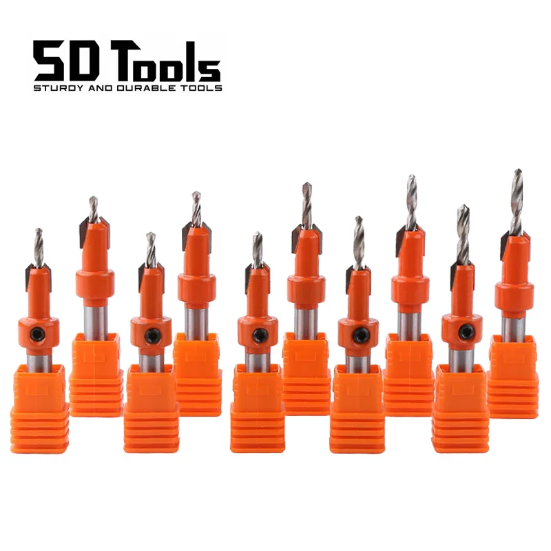 8mm Round Shank HSS Woodworking Countersink Drill Bit Screw Countersink Router Bit Set Screw Counter Bore Drill For Wood Plastic