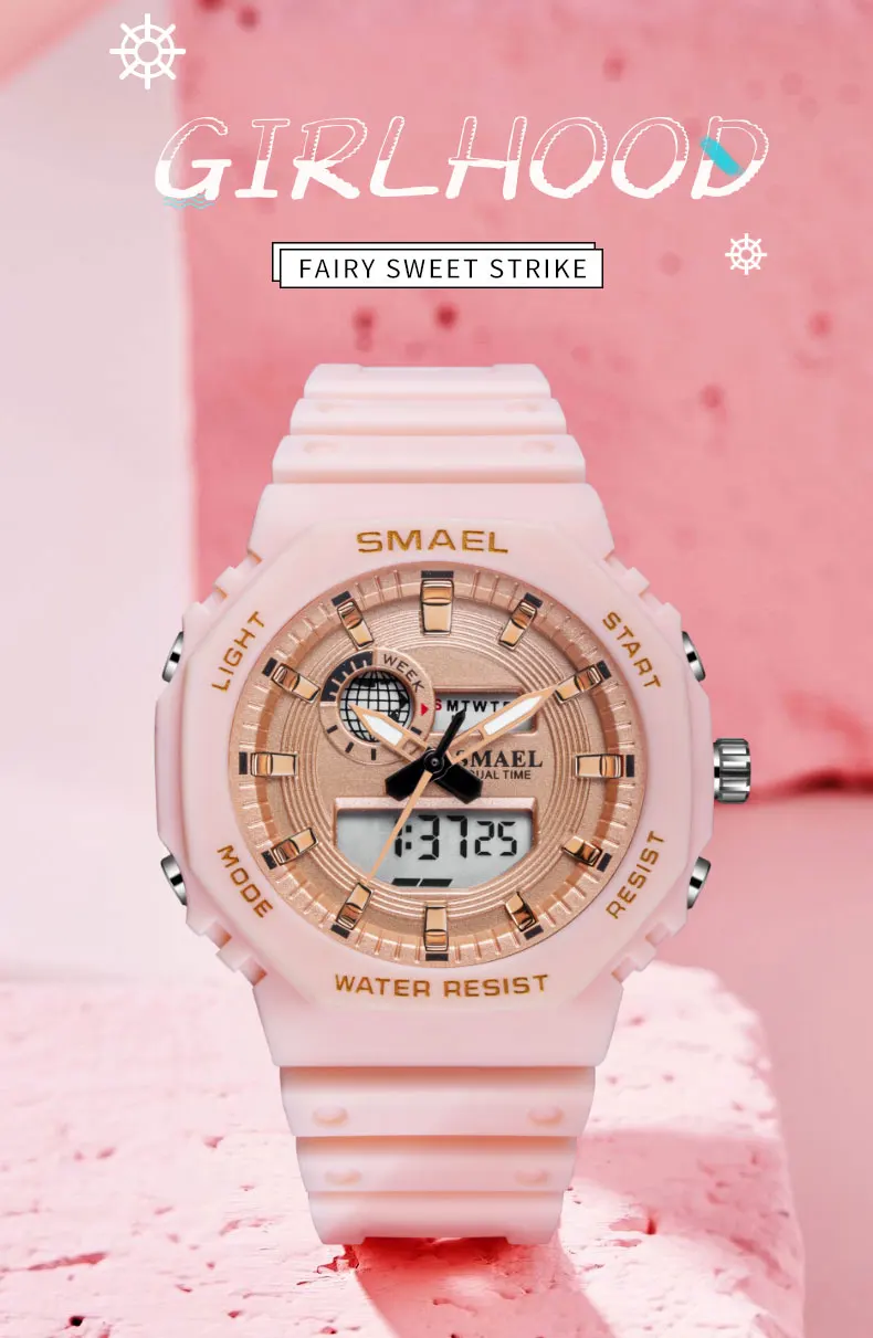 Watches For Women SMAEL Watch Waterproof Back Light LED Clock Alarm Stopwatch Ladies Wristwatches Gift 8037 Luxury Watch Women