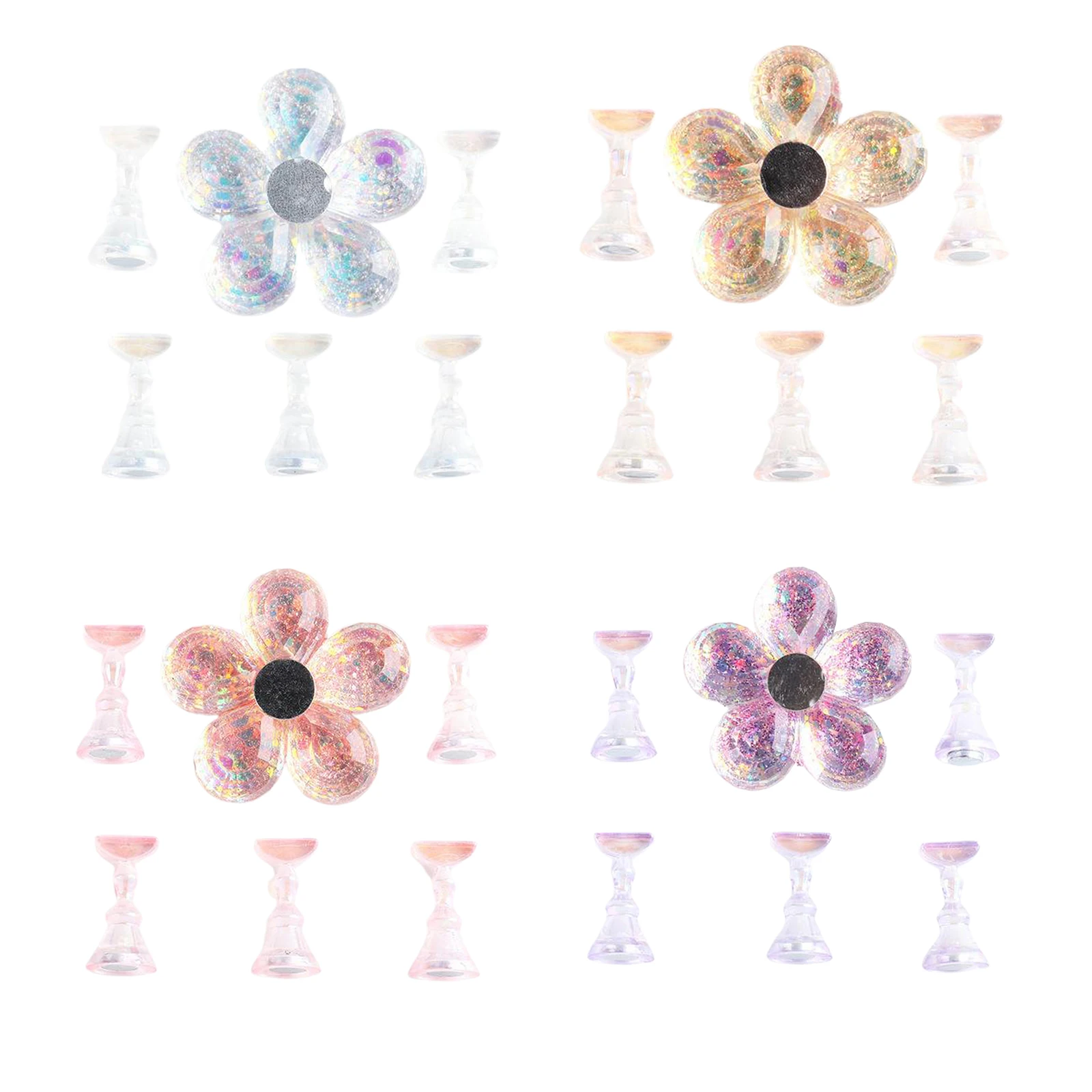 

Nail Art Holder with Magnetic Bottom Crystal 5 Tips Training Display Stand for