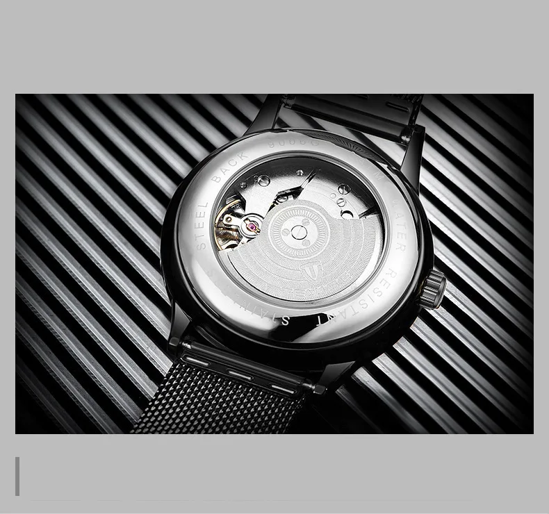 Новые автоматические механические часы TEVISE водонепроницаемые сетчатые мужские