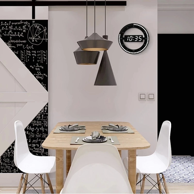 Светодиодные цифровые настенные часы 3d светлый немой электронные Температура