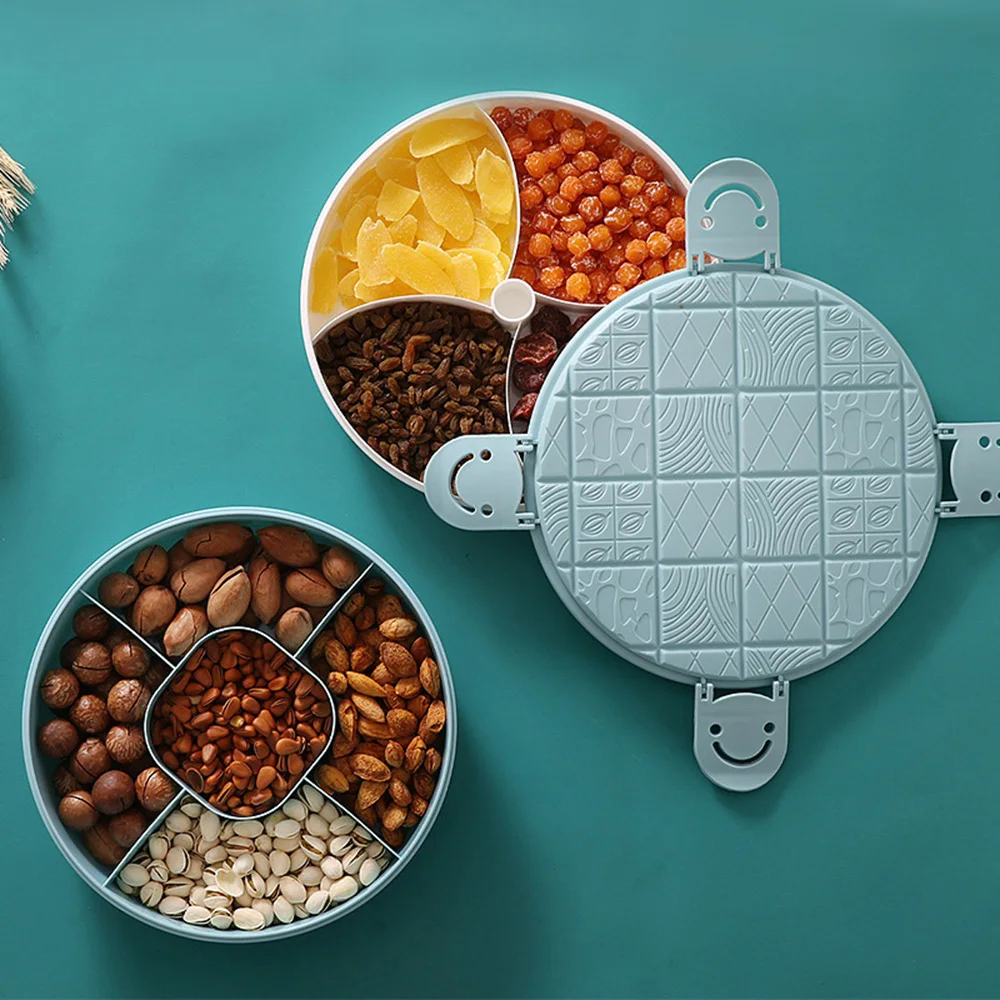 

Plastic Snacks Fruit Box Double-layer Candy Nut Tray Food Storage Container Living Room Snack Storage Basket Dust-proof with Lid