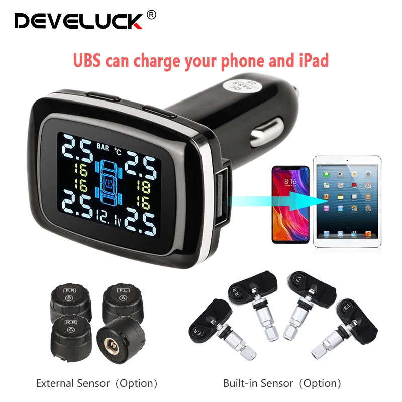 Develuck автомобильный TPMS прикуриватель Беспроводной Универсальный цифровой tpms