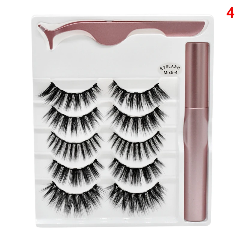 5 пар магнитных смешанных накладных ресниц Магнитная жидкая подводка для глаз