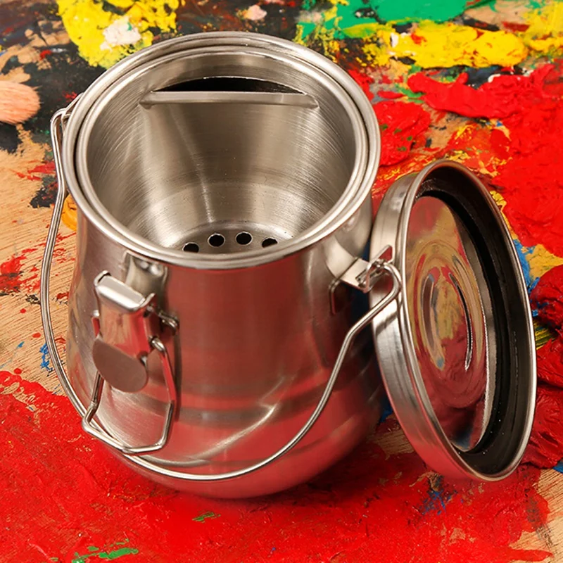 

Oil Painting Brush Washing Bucket Wash Pen Barrel Stainless Steel Oil Paint Brush Washer for School Stationery Art Supplies
