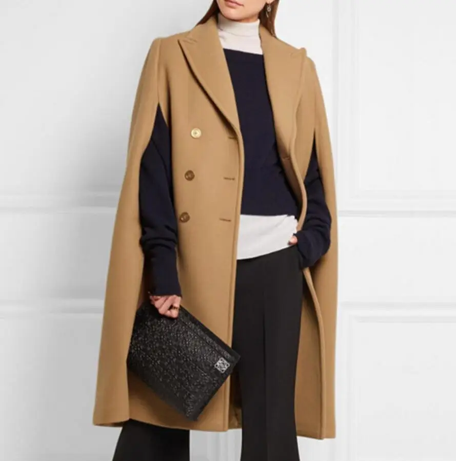 Женское свободное пончо в английском стиле осенне зимняя теплая куртка из