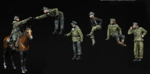 1/35 комплекты из смолы 6 шт. солдат с лошадью/1 комплект(без майки) модельный комплект