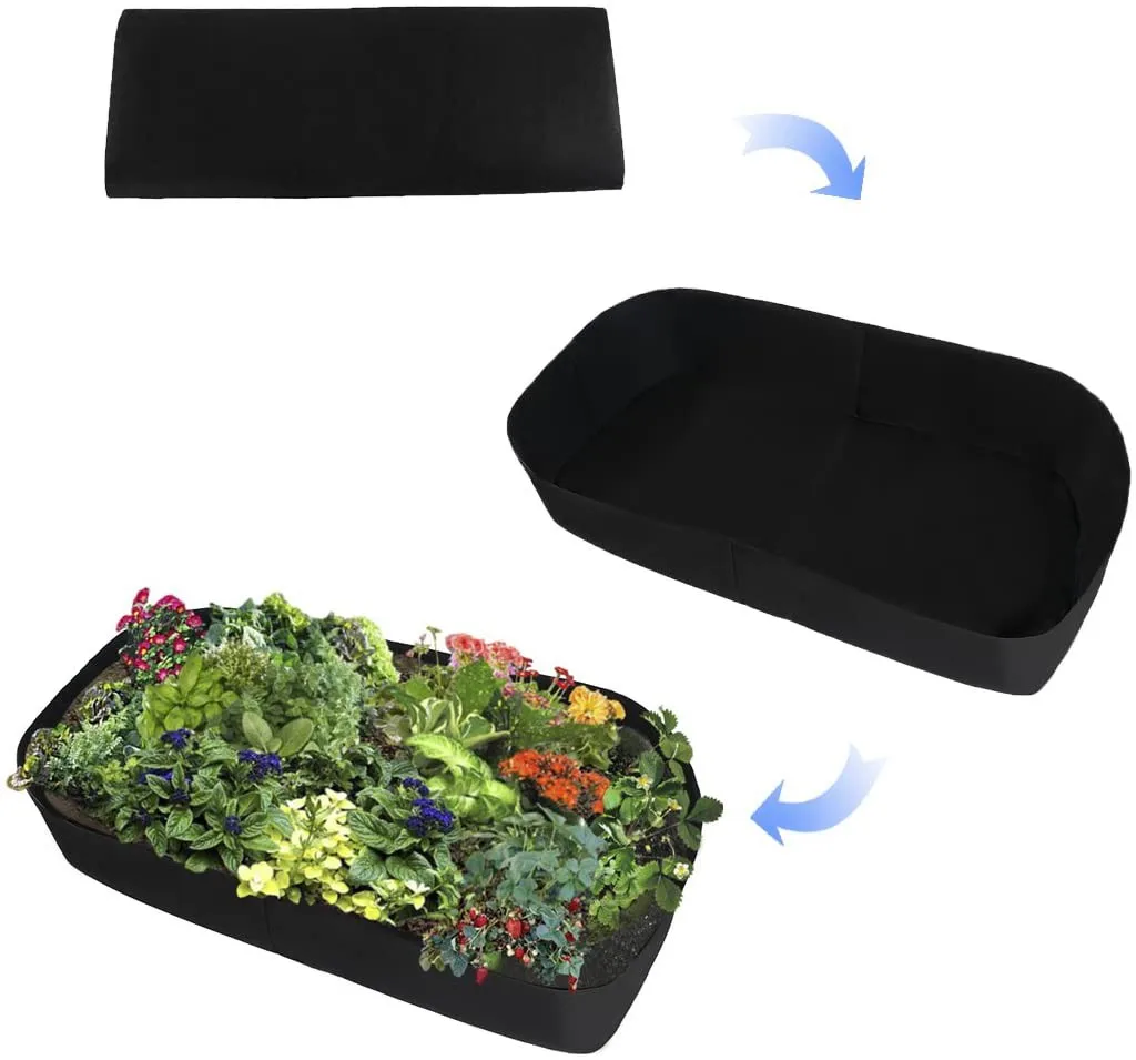 

1PCS Fabric Planter Grow Bags Large Garden Pots Plant Pot Garden Bed Rectangle Breathable Planting Container Growth Bag J80