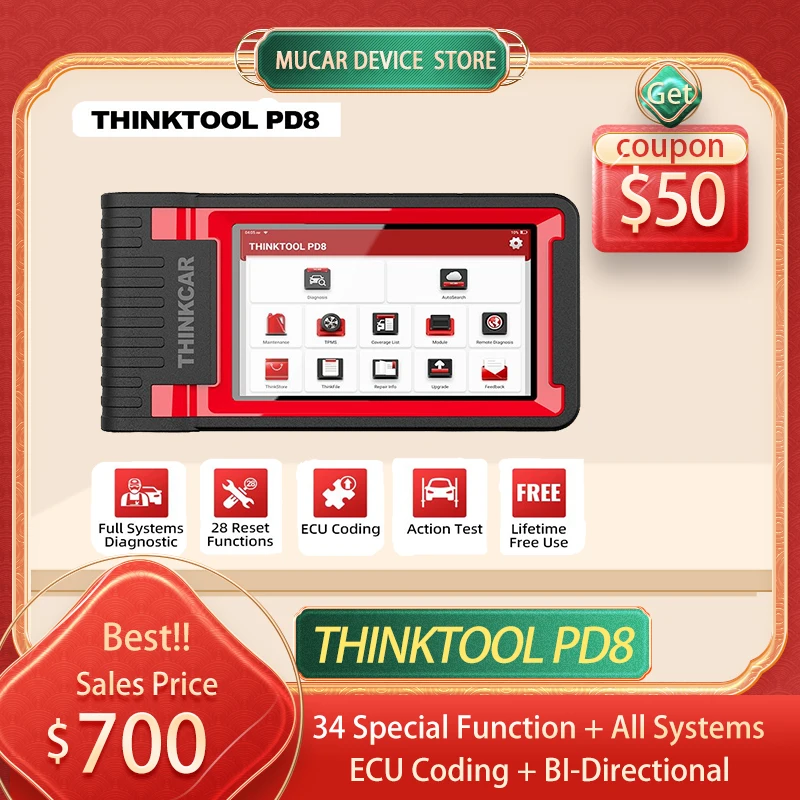 

【NEWYEAR4000】Сканер THINKCAR ThinkTool PD8 OBD2, профессиональный диагностический прибор, 8 дюймов, 28 дюймов, для автомобилей