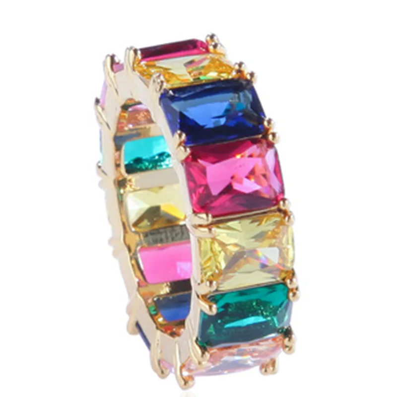 Лидер продаж роскошное женское кольцо на палец с радужным кубическим цирконием