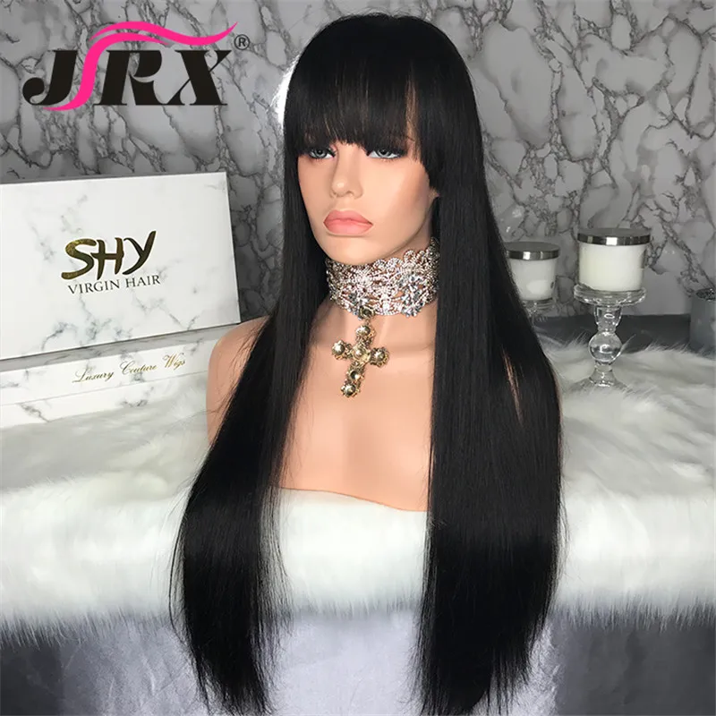 Шелковые прямые полностью кружевные парики с челкой натуральные волосы линия