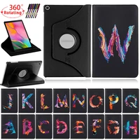 initial name 360 rotating stand case for samsung galaxy tab a 10 1 t510 t515 galaxy tab s6 lite p610 p615 leather tablet cover