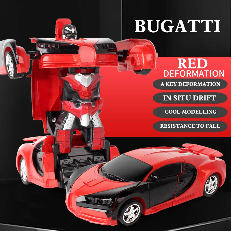 Bugatti red Радиоуправляемый автомобиль трансформер Боевая игрушка подарок спортивный автомобиль роботы трансформация Радиоуправляемый автомобиль трансформирующийся Дрифт игрушка для мальчика - Цвет: Bugatti red