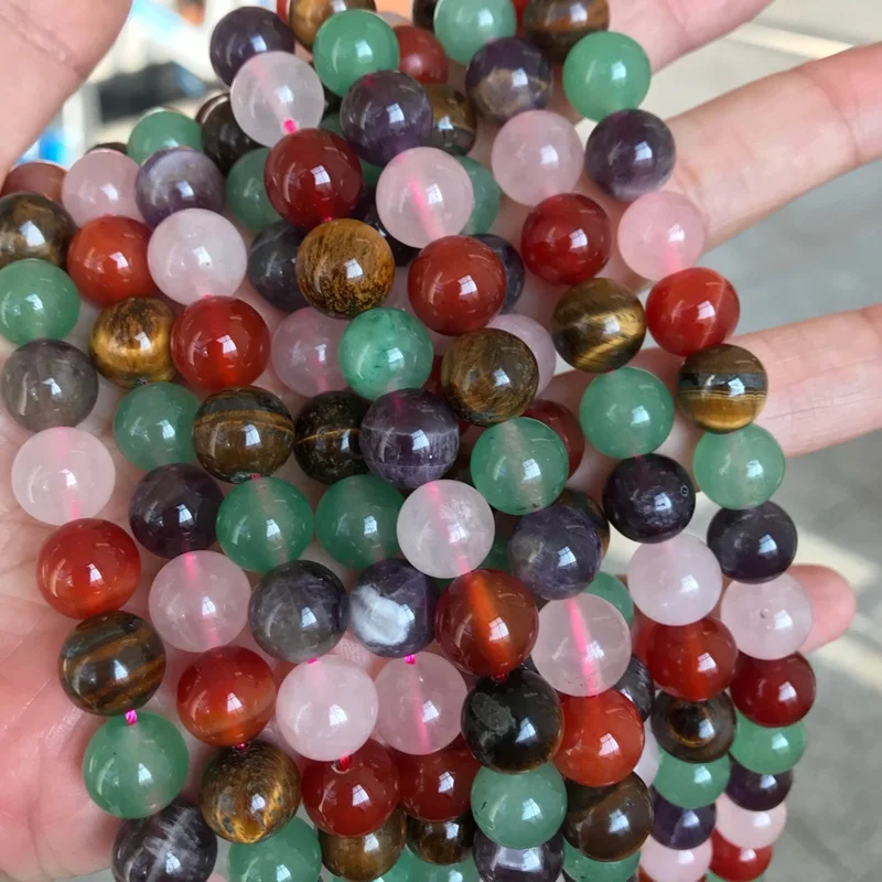

OMHXZJ Wholesale ZB132 46 8 10 12 14mm DIY Bracelet Necklace Jewelry Making Accessories Natural Stone Hot Fine Mixed Round Beads