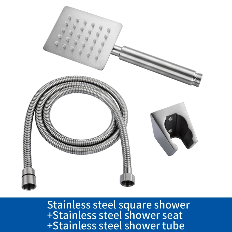 Whole Shower Set 304 нержавеющая сталь Матовый однофункциональный анти-известковый налет для ванной комнаты ручной душ с держателем для душа и шлангом - Цвет: Whole Shower Set