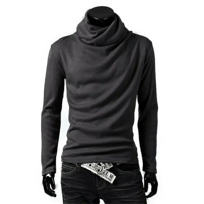 

Sweater Men Black Casual Blouse High O Neck Pullover Knit Jumper Tops Warmer Sweater