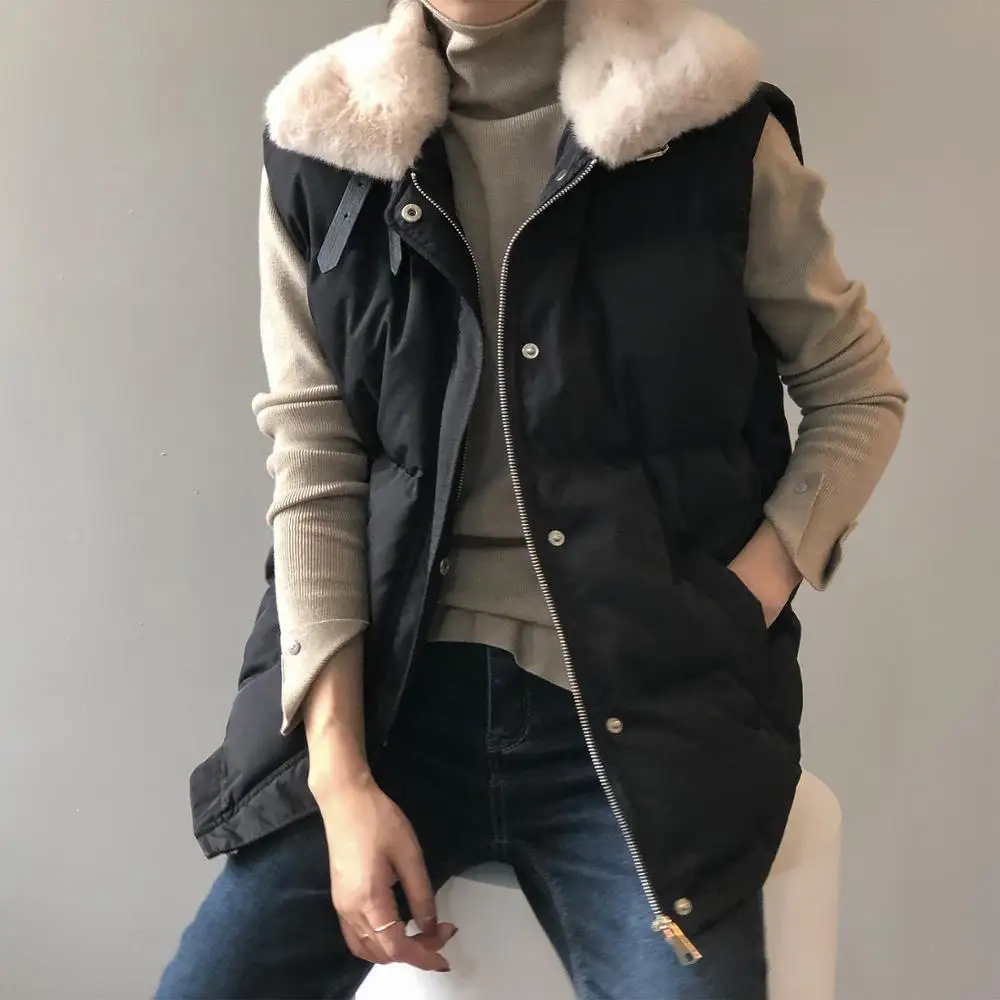 

Dropshipping 2020 Women Vest Coat Furry Warm Collar Winter Women Warm Tops Loose Style Vest Chaleco Mujer Gilet Casaco Feminino