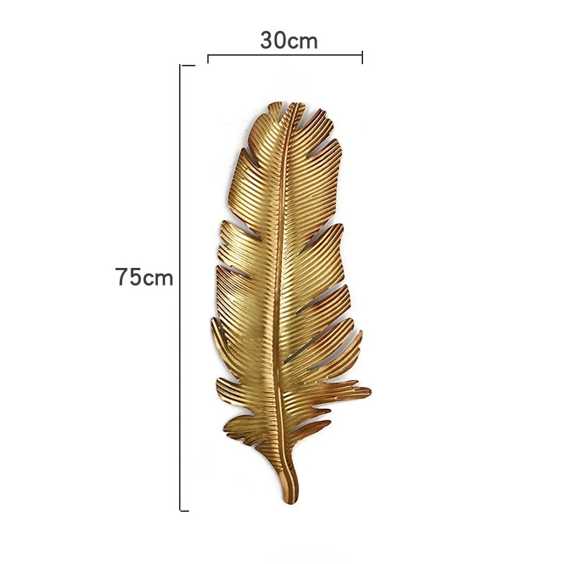

Sales Gold Wrought Iron Feather Palm Tree Leaf Wall Decoration Three-Dimensional Porch Wall Hanging Home Decor Living Room R1343