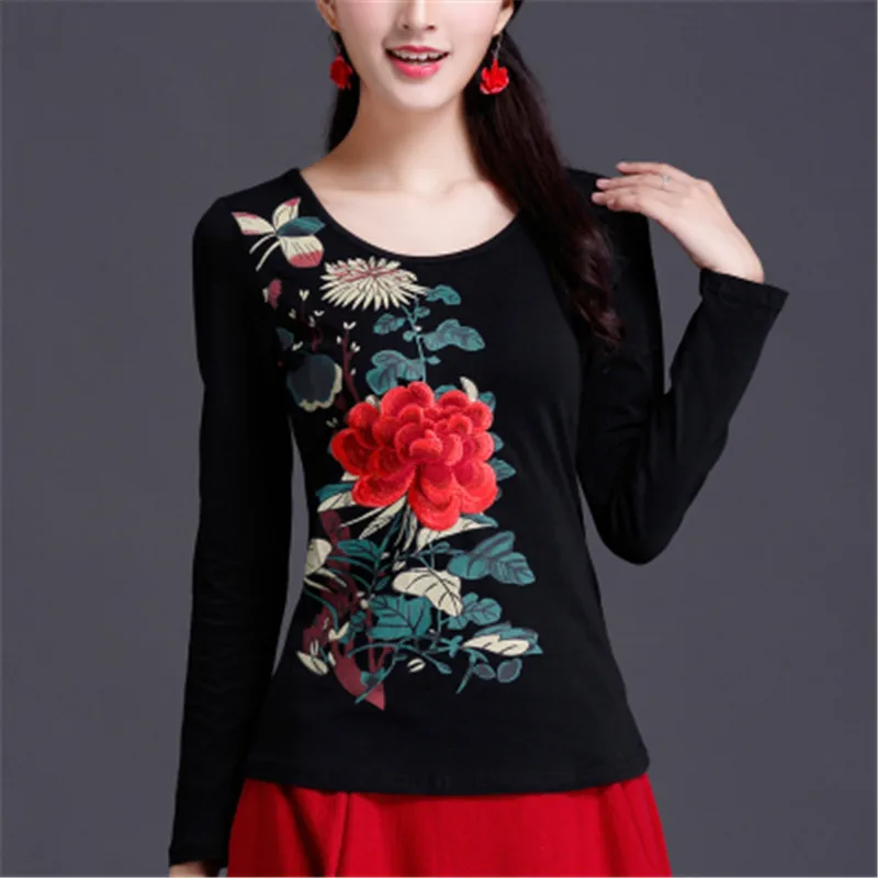 Элегантная футболка Женская Повседневная в фольклорном стиле на заказ женская