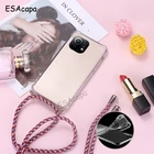 Противоударный прозрачный мягкий чехол для телефона xiaomi MI 11 ULTRA 10T lite Note 10 pro 8 10 6X A2 чехол с ремешком через плечо