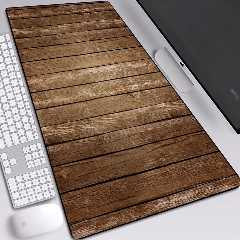 Модный большой игровой коврик для мыши ноутбука с коричневым деревянным узором