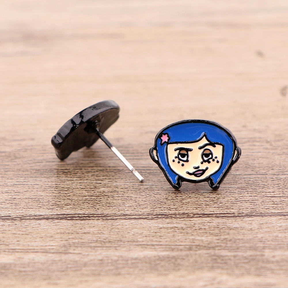 

HJ349 New Anime Movie Icons Studs Earrings For Womans Stainless Steel Pierce Korea Earrings Cool Enamel Jewelry Girls for Gifts