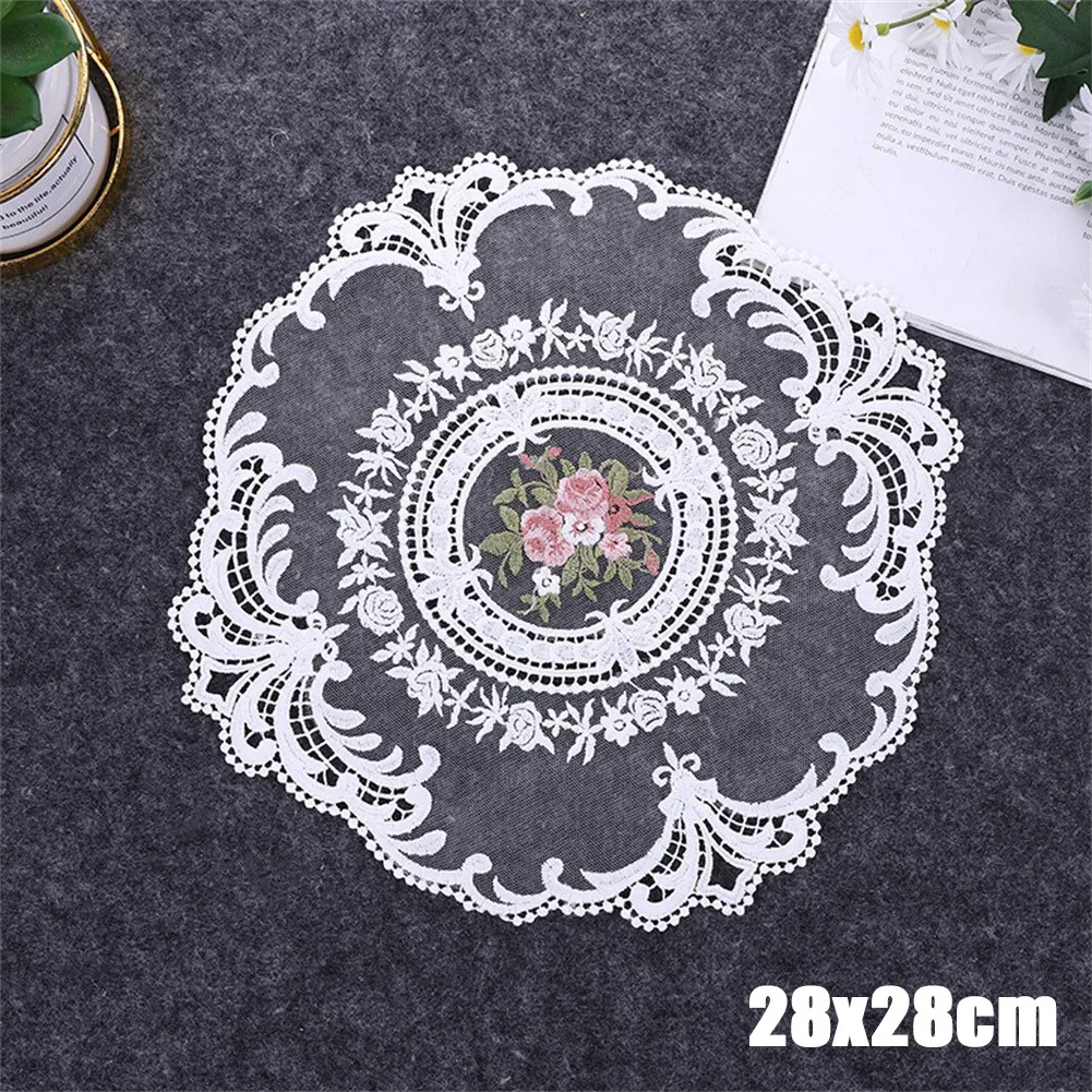 

Lace Placemat Cloth White/Beige Retro Handmade Crochet Lace Table Placemats Embroidered Tea Cup Mat Coaster