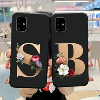 golden 26 letters phone case for samsung galaxy a50 a12 a22 a32 a42 a52 a51 a71 4g 5g luxury soft protective cover back cover