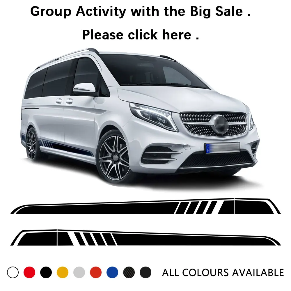 2 шт. виниловые наклейки на порог для двери в полоску для Mercedes Benz Vito Viano V Class W447 W639 V260- аксессуары