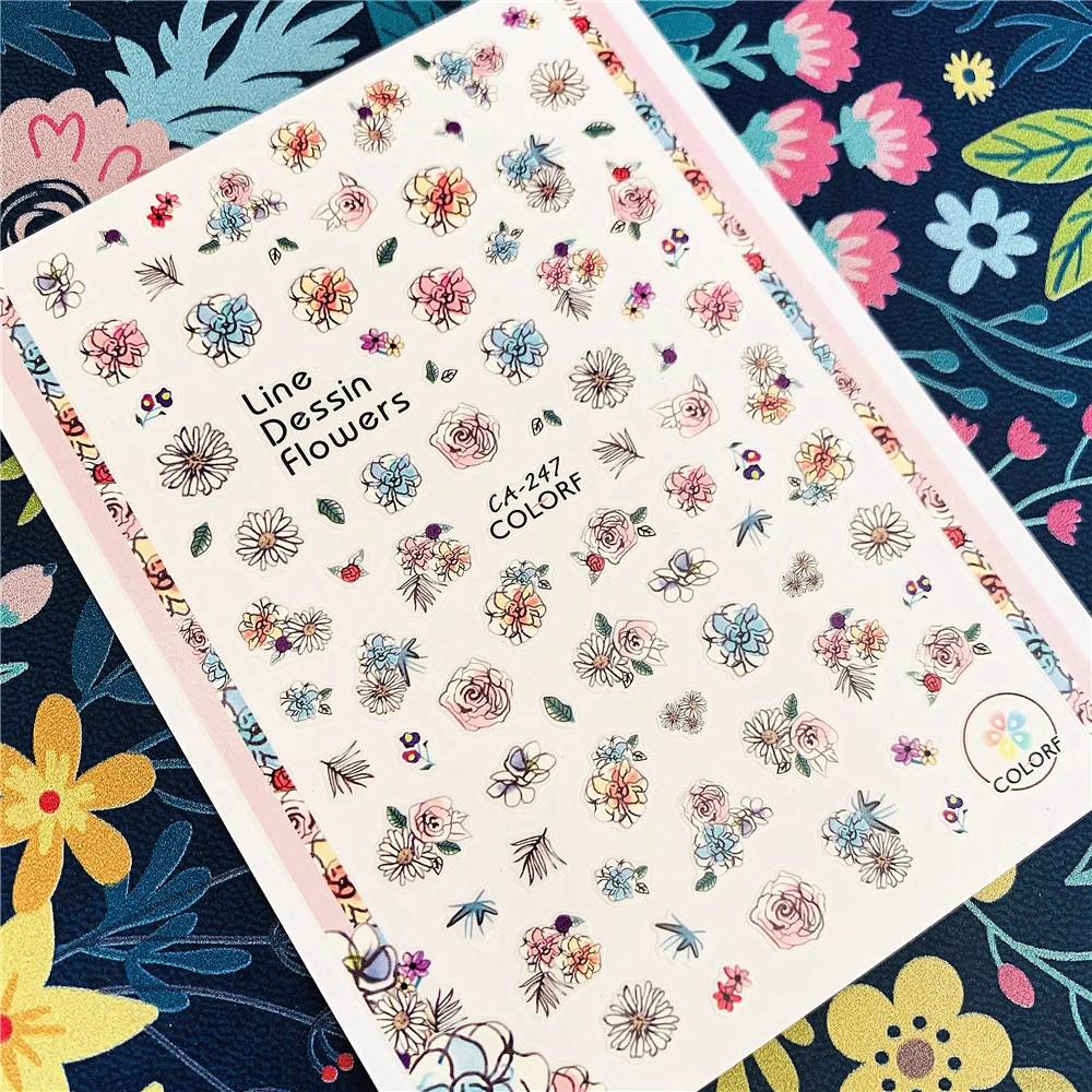 

Newest CA sereis CA-247-248 flower 3d nail art sticker nail decal stamping export japan designs rhinestones decorations