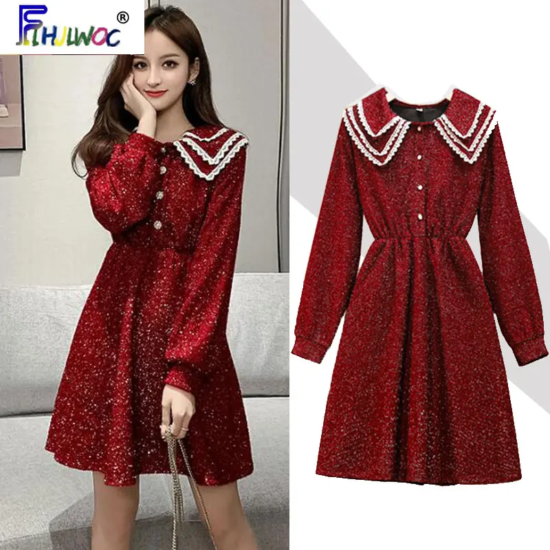 Новогодние вечерние Платья мини лидер продаж модное красное платье