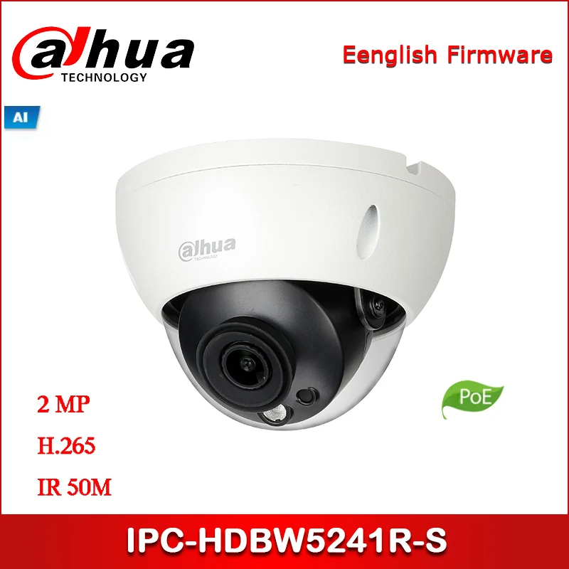 

IP-камера Dahua IPC-HDBW5241R-S 2MP WDR IR Dome AI, сетевая камера с поддержкой POE, камера безопасности