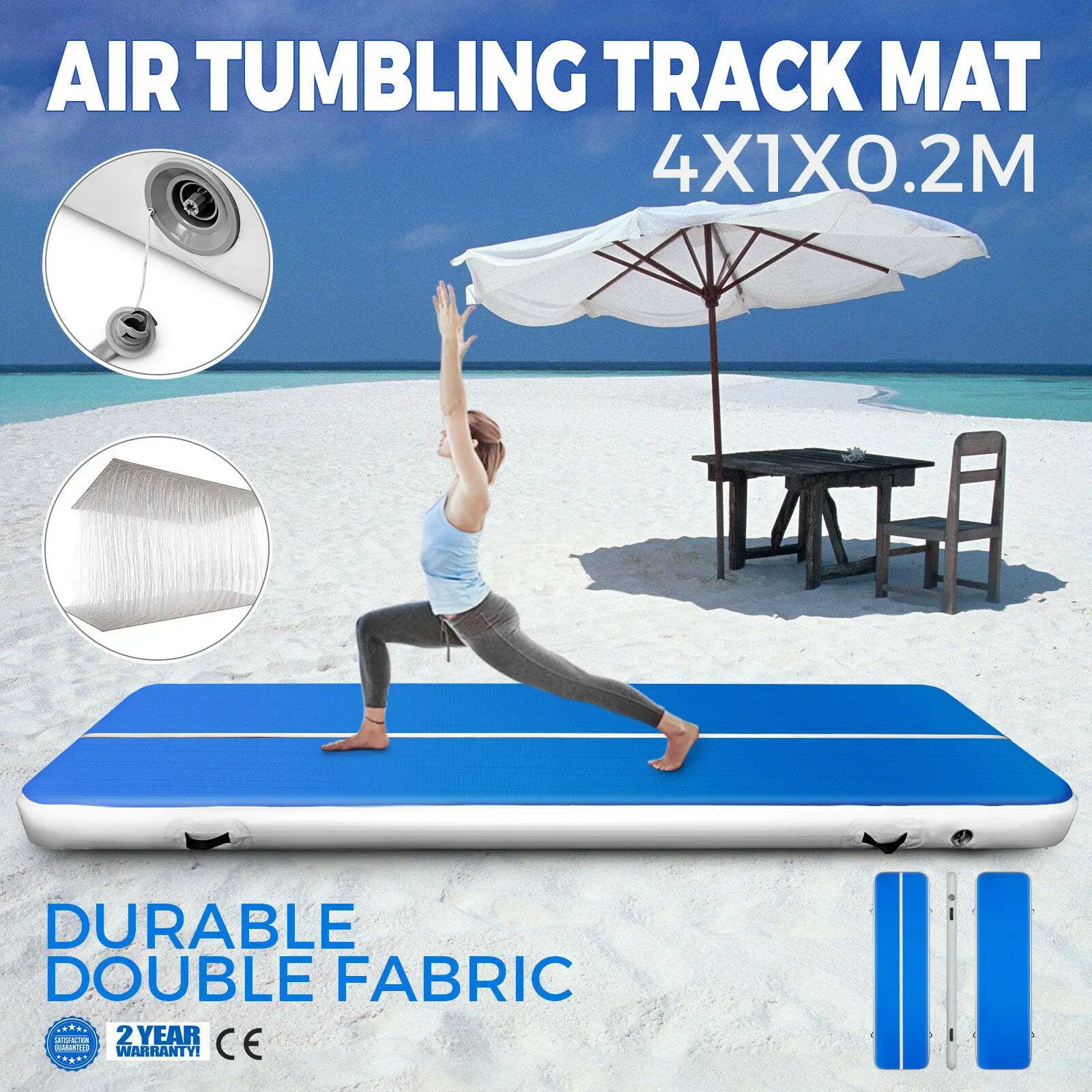 

1x4M Air Track Tumbling Matte Gymnastikmatte Turnmatte Aufblasbar Taekwondo 20CM