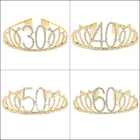 Тиара для торта, Золотая тиара 30, 40, 50, 60, 70, 80 для дня рождения, украшение для торта для девочек, девочек, с 30, 40, 50, 60, 70 лет, день рождения