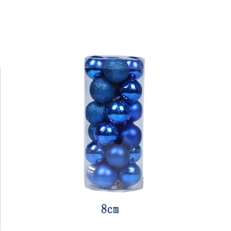 Синий 8cm/24pcs Christmas Xmas Tree Ball christmas ball christmas decorations for Home Christmas decorations Gift - Цвет: Синий