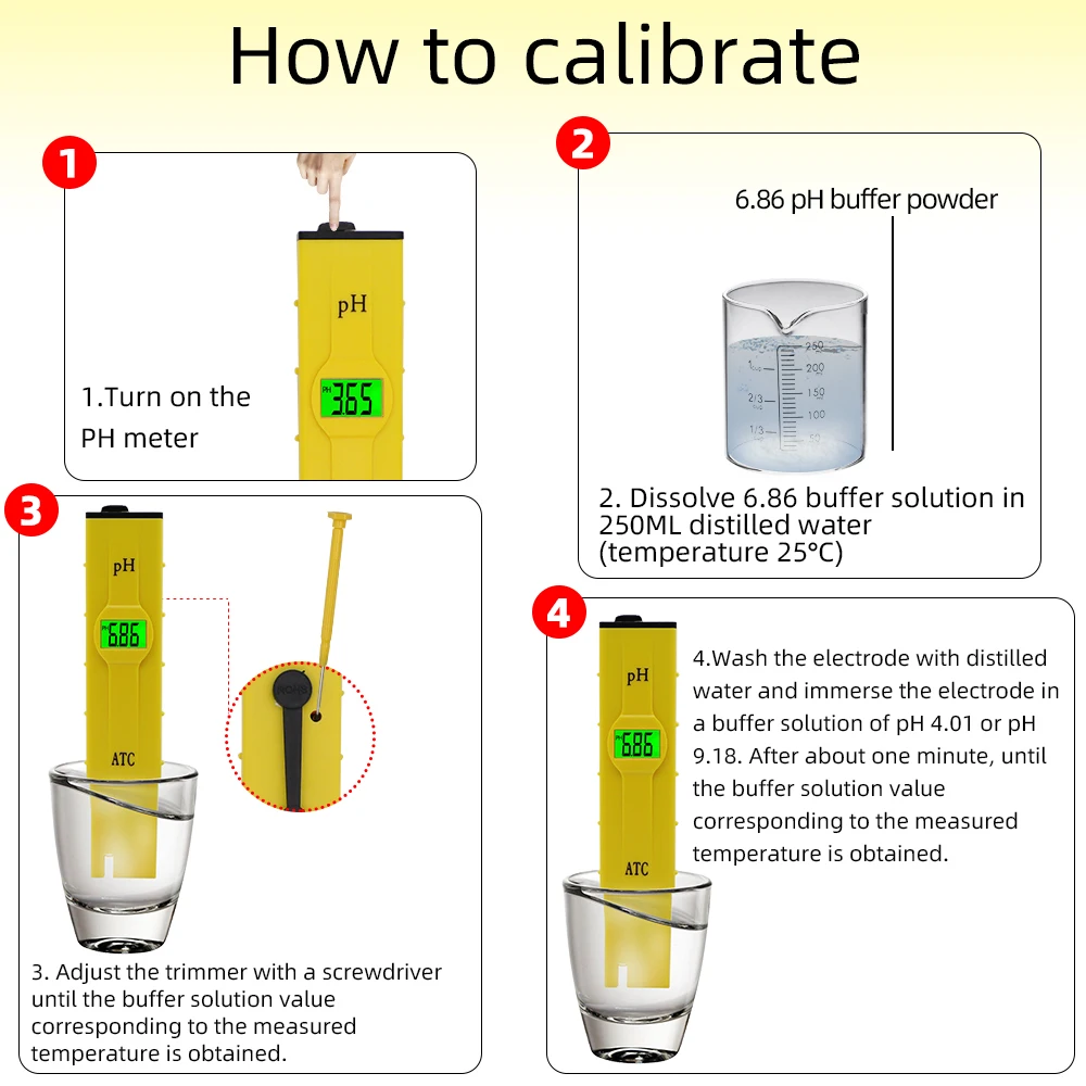 10 шт. ATC рН-метр для плавательного бассейна воды PH тестовый карандаш Точность 0