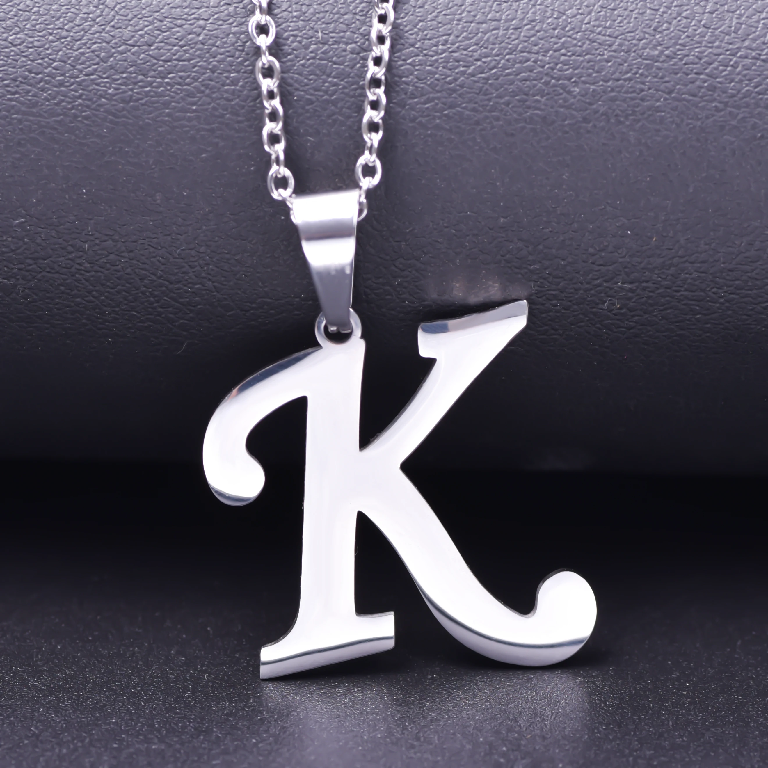 26 Letters Necklace Stainless Steel Initial Necklaces For Women Men Pendant Big Alphabet Chain On The Neck Choker Cadenas Hombre