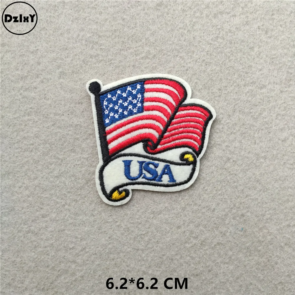 1-PCS-G-581 Нашивки с американским флагом для одежды, сделай сам, в полоску, железные Аппликации, термонаклейки для одежды с вышивкой, значки с британским флагом@ D - Цвет: 1-PCS-G-581
