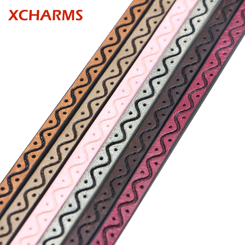 Плоский шнур XCHARMS 5 мм из искусственной кожи с волнистым узором веревка сделай сам