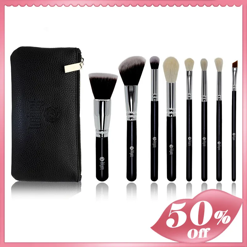 

8 Pcs Makeup Brush Set With Bag Beauty High-End Foundation Powder Blush Eyeshadow Brush Soft Goat Hair Fan Blender Makeup Tool
