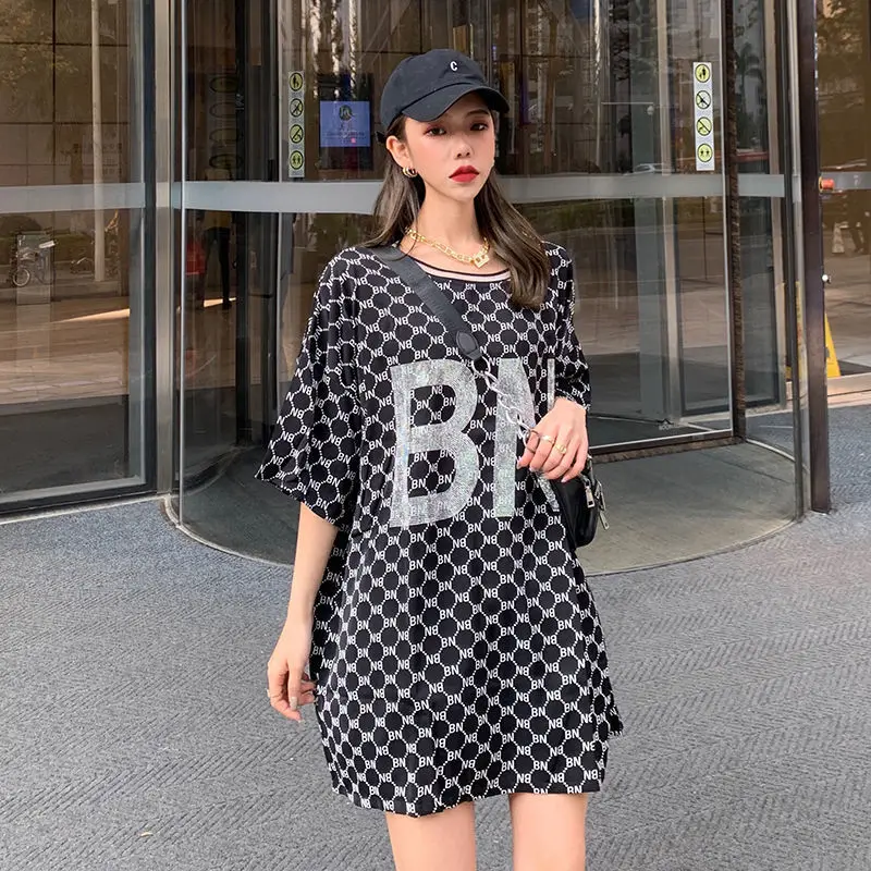 

Short sleeve T-shirt women's spring and summer loose Korean cut back hot girl top large women's clothing