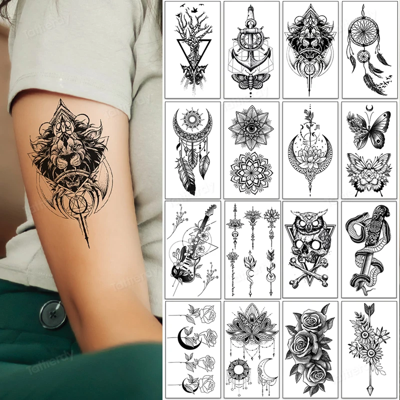 

12 шт., временные татуировки-наклейки для мужчин и женщин