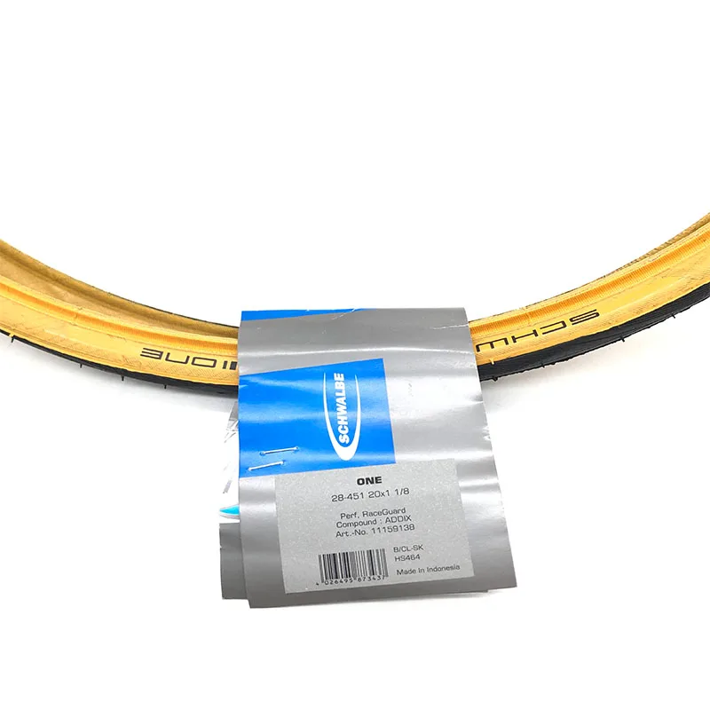 Шина SCHWALBE ONE 20 дюймов 451/406 × 1 1/8 с желтым краем BXM маленькие колесные велосипедные