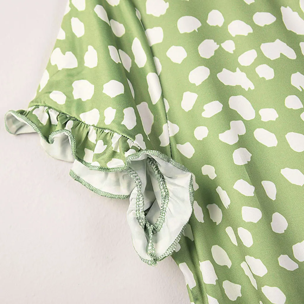 

Home&Nest Sexy O-Neck Wave Point Printing Mini Dresses 2020 Women's Short Sleeve Bohemian Dress Party Sundress Sexy Vestidos