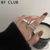 real 925 sterling silver finger rings for women irregular trendy fine jewelry large adjustable antique rings anillos